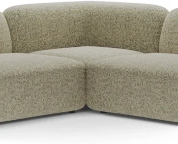 Hjørnesofa Micadoni Kate 5-personers, mosgrøn meleret Puente strukturstof, 252x252 cm, chaiselong 202 cm