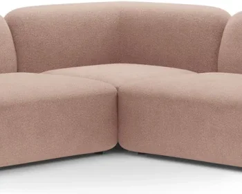 Hjørnesofa Micadoni Kate, pudderrosa bouclé sofa med chaiselong 252×252 cm, til 5 personer