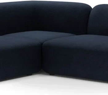 Hjørnesofa Micadoni Kate venstrevendt chaiselong, mørkeblå bouclé, 252x220x76 cm