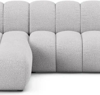 Hjørnesofa Micadoni Lupine, venstrevendt chaiselong, lysegrå bouclé, B299×D177×H70 cm