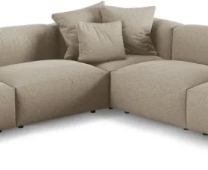 Hjørnesofa Micadoni Martina 330x330 cm 5-personers Boston Toffee lys beige strukturstof sædedybde 90 cm