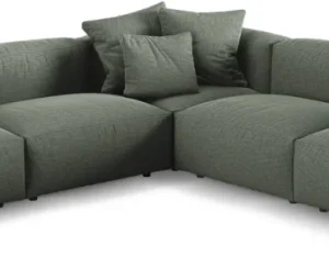 Hjørnesofa Micadoni Martina 330x330 cm, 5-personers sofa, mosgrøn Boston strukturstof