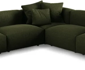 Hjørnesofa Micadoni Martina 5-personers 330x330 cm grøn Boston Forest strukturstof sædedybde 90 cm