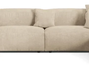 Hjørnesofa Micadoni Martina højrevendt, chaiselongsofa 6-personers, lys beige velour, B406×D316 cm