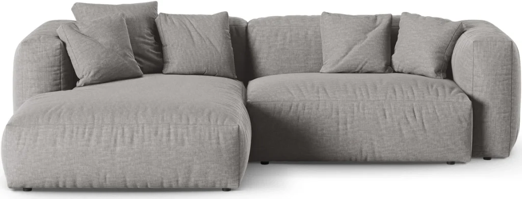 Hjørnesofa Micadoni Martina venstrevendt chaiselong - Boston lysegrå strukturstof 280x176 cm