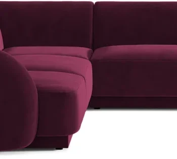 Hjørnesofa Micadoni Miley 255x255 cm bordeaux velour - rummelig 5-personers med chaiselong 218 cm, Cleanaboo/Easy Clean