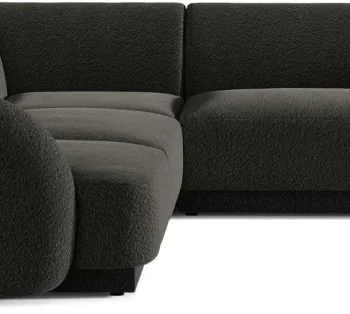 Hjørnesofa Micadoni Miley 255x255 cm, brun bouclé, 5-personers, chaiselong i begge sider