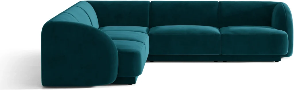 Hjørnesofa Micadoni Miley 255×255 cm chaiselong - Venus velour, dyb petrol, Cleanaboo, petproof