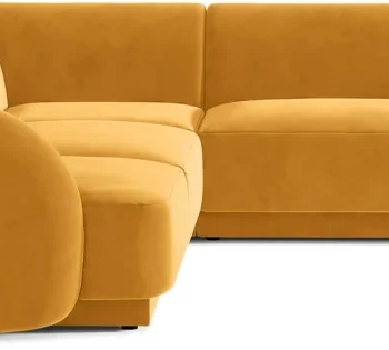 Hjørnesofa Micadoni Miley 255x255 cm, gul velour Venus, chaiselong 218 cm, plads til 5, Cleanaboo