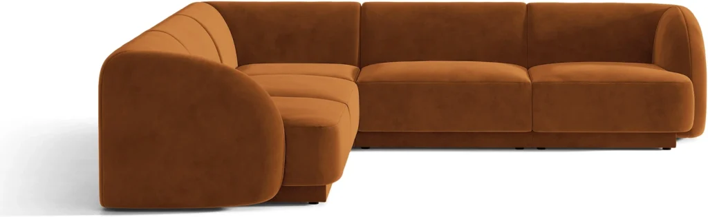 Hjørnesofa Micadoni Miley 255x255 cm terrakotta velour chaiselong - plads til 5