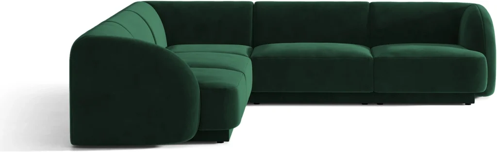 Hjørnesofa Micadoni Miley 5-personers flaskegrøn velour chaiselong 255x255 cm