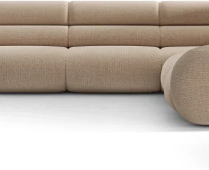 Hjørnesofa/sofa Micadoni Neo 7 pers. sand chenille-stof 295x295 cm symmetrisk design højelastisk skum