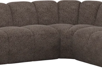 Hjørnesofa WOOOD Mojo højrevendt chaiselong, brun chenille 310x230 cm, 100% polyester