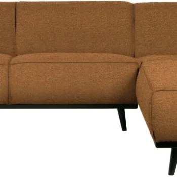Hjørnesofa WOOOD Statement højrevendt chaiselong, bouclé 100% polyester, rødbrun, B274xD210xH77 cm