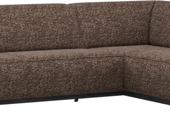 Hjørnesofa WOOOD Statement, højrevendt chaiselong, brun melange, 274x210 cm, 100% polyester, birketræsben