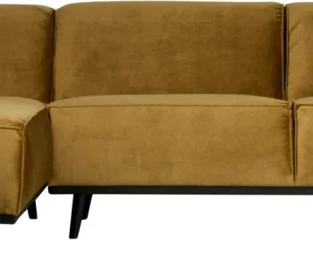 Hjørnesofa WOOOD Statement honninggul Jarra-fløjl venstrevendt chaiselong 274x210 cm