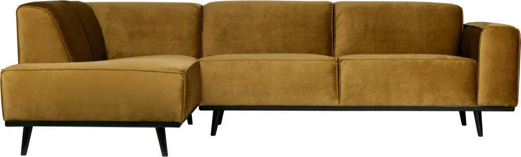 Hjørnesofa WOOOD Statement honninggul Jarra-fløjl venstrevendt chaiselong 274x210 cm
