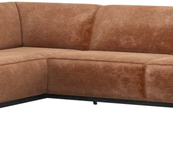 Hjørnesofa WOOOD Statement venstrevendt terrafarvet velour-chenille chaiselong 274x210 cm