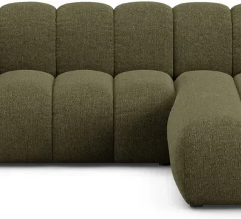 Højrevendt chaiselong-/hjørnesofa Micadoni Lupine, Eden 12 Olive chenille, olivengrøn, B290xD177 cm, plads til 4