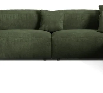 Højrevendt chaiselong-hjørnesofa Micadoni Martina, grøn velour, B406×D316 cm, plads til 6 personer