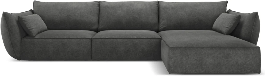 Højrevendt chaiselongsofa hjørnesofa Micadoni Kaelle 308x171 cm mørkegrå chenillestof plads til 4