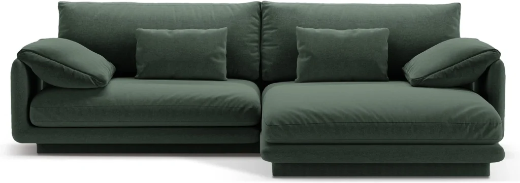 Højrevendt chaiselongsofa Micadoni Torino - mosgrøn Wind 75 strukturstof, 250x170 cm, 4 pers.