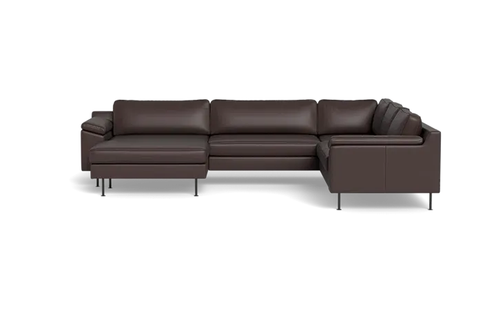 Houston hjørnesofa med XL chaiselong - Brun - L:331 cm