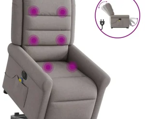 Massagestol med løftefunktion stof gråbrun – Boligcenter