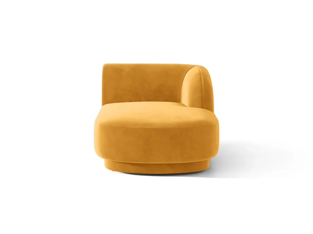 Modulsofa Micadoni Miley - højrevendt chaiselong, gul velour Venus, 2-personers