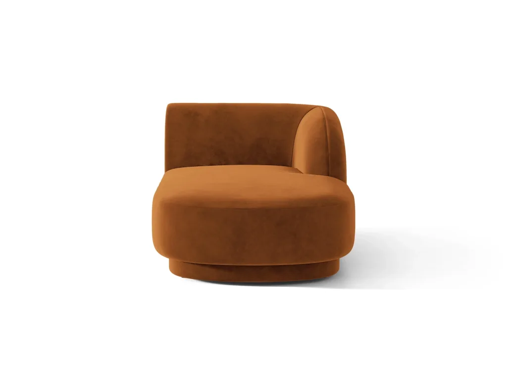 Modulsofa Micadoni Miley - højrevendt chaiselong, velour Bluvel terrakotta, 2-personers daybed