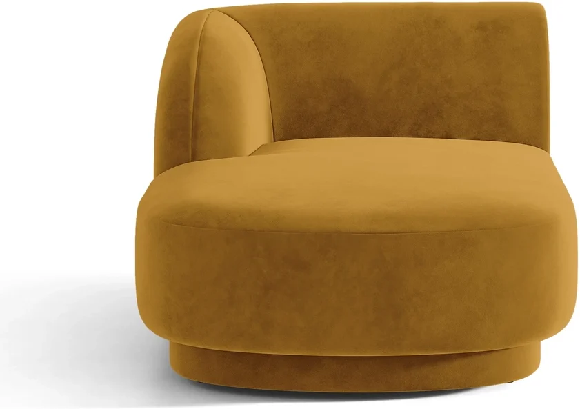 Modulsofa Micadoni Miley, venstrevendt chaiselong gul velour, 2-personers