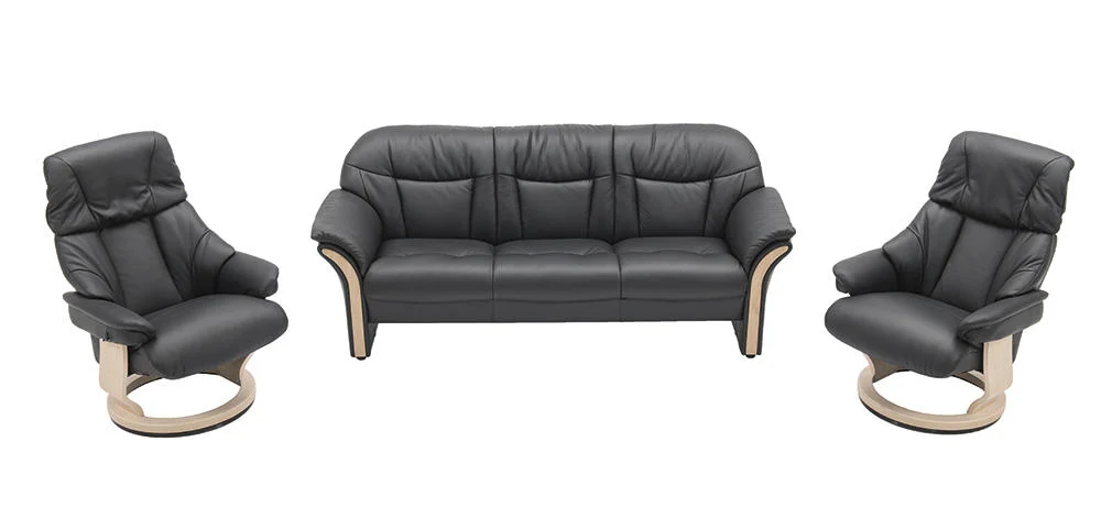 Nordisk komfort Chicago sofa og 2 lænestole - Sort