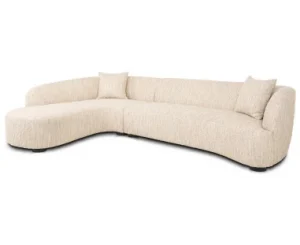 PANDORA Venstrevendt chaiselong sofa i bouclé polyester 344 x 110 - 170 cm - Beige – Richmond Interiors