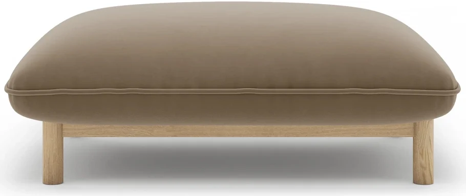Puf Micadoni Ada, Casino Taupe velour lys brun, puf/fodskammel 95×65×44 cm ben i bøgetræ pletafvisende