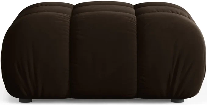 Puf Micadoni Bellis 94x94 cm mørkebrun velour, rummelig puf og fodskammel