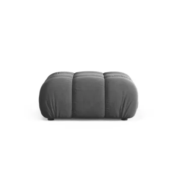 Puf Micadoni Bellis - lysgrå velour, 94x94 cm H43, sort plastben