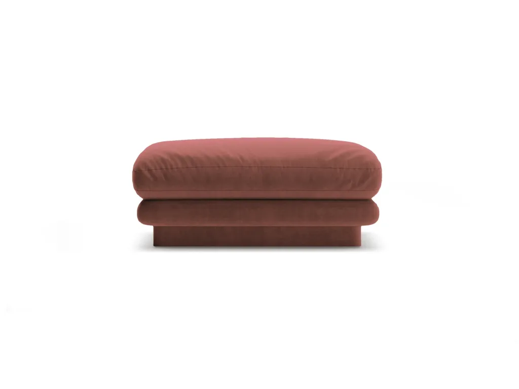 Puf Micadoni Torino - læderbrun velour Casino Cuoio, 80×80 cm, H41 cm, polstret skum, slidstærk