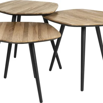Sofabord Studio White Cuties - mørk sand loungebord i teakfiner og sort jern, 46x42x40 cm