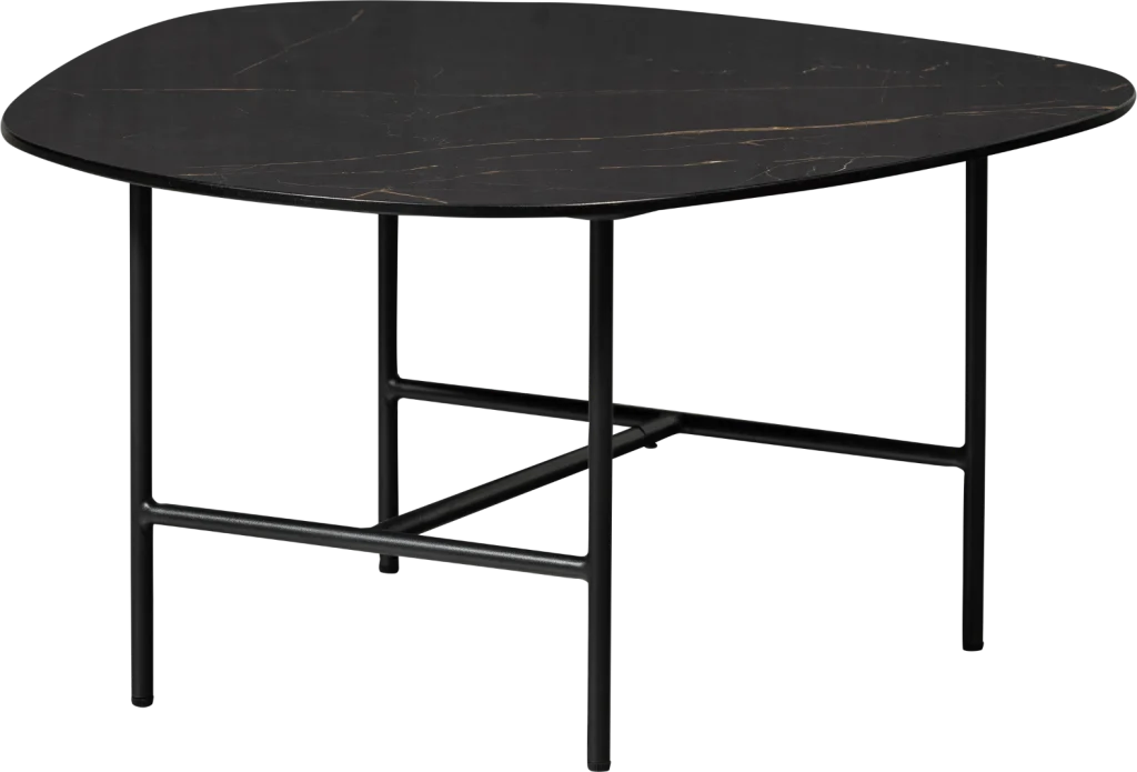 Sofabord WOOOD Collection Vajen marmorlook porcelæn metalramme sort 70x70x38 cm