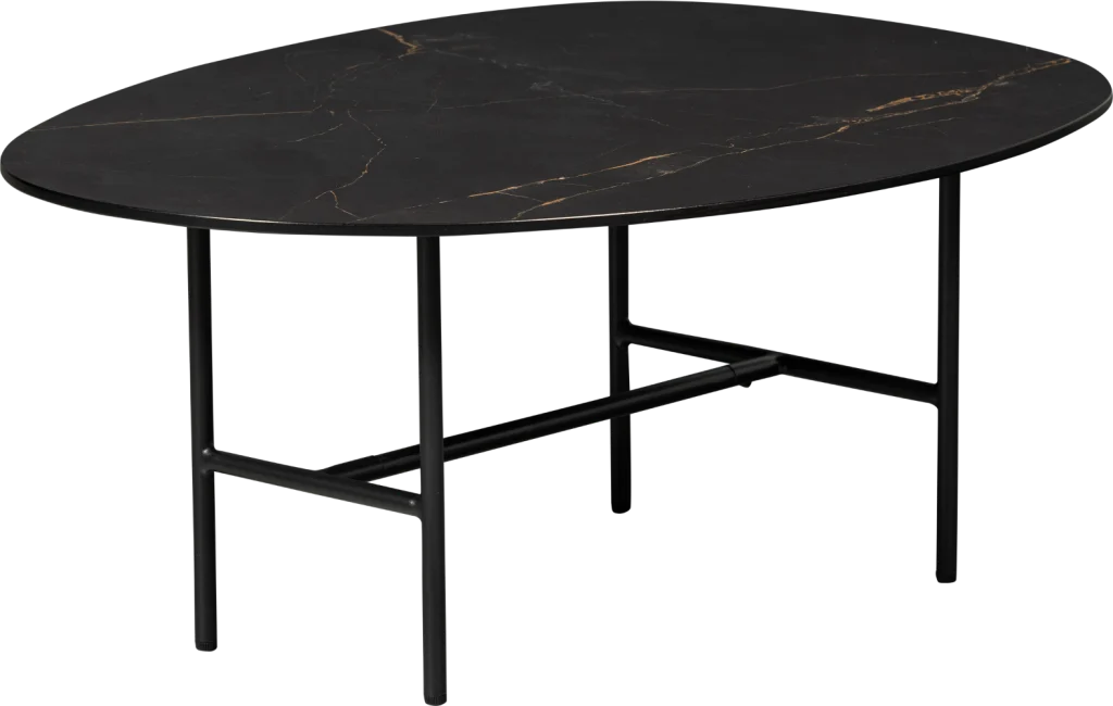 Sofabord WOOOD Collection Vajen sort marmorlook porcelæn/metal 80x60x34 cm kaffebord