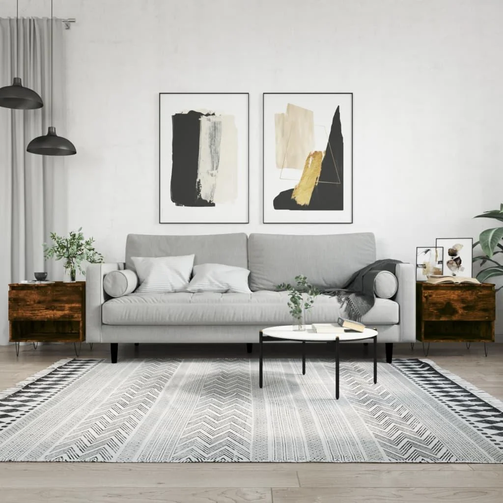 Sofaborde 2 stk. 50 x 46 x 50 cm - røget egetræsfarve – Boligcenter