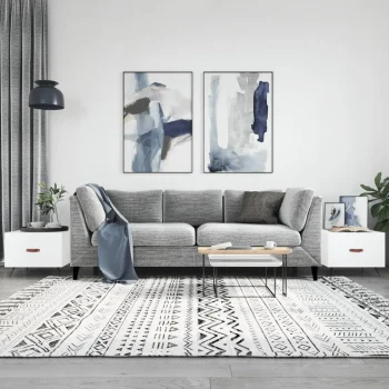 Sofaborde 2 stk. med skuffe 50 x 50 x 40 cm - hvid højglans – Boligcenter