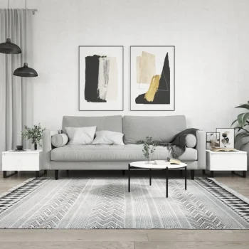 Sofaborde 2 stk. med skuffe - hvid højglans 50 x 46 x 35 cm – Boligcenter