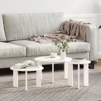 Sofaborde 3 stk. - hvid, massivt fyrretræ – Boligcenter