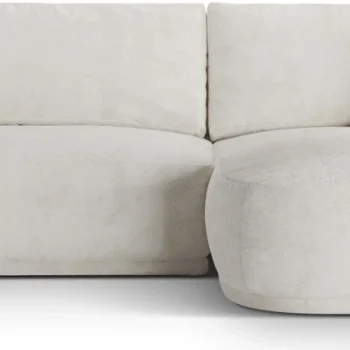 Sovesofa chaiselong Micadoni Ella højrevendt, bouclé lys beige, opbevaring, soveplads 131x213 cm, 271x174 cm