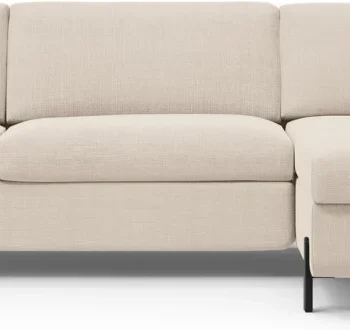 Sovesofa chaiselong Micadoni Gloria, højrevendt, beige strukturstof, 286x170 cm, soveplads 160x205 cm
