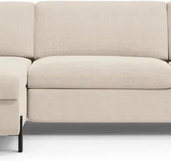 Sovesofa chaiselong Micadoni Gloria, venstrevendt, beige Bjorn strukturstof, B266 D170, soveflade 140x205 cm