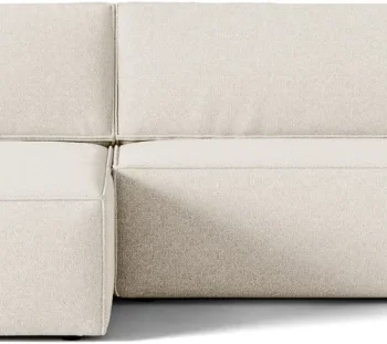 Sovesofa chaiselong Micadoni Jodie venstrevendt, lys beige strukturstof, soveplads 148×200 cm, opbevaring