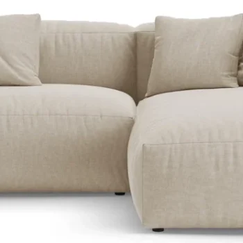 Sovesofa chaiselong Micadoni Martina højrevendt, lys beige strukturstof 280×170 cm liggemål 145×220 cm