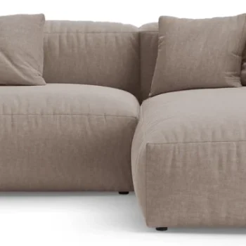 Sovesofa chaiselong Micadoni Martina, højrevendt, mørk beige Boston Trufa strukturstof, B280 D170 H75 cm, liggemål 145 x 220 cm